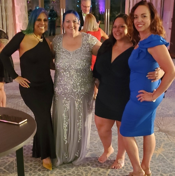 Full length evening gown by Adrianna Papell size 20 silver - Picture 4 of 6